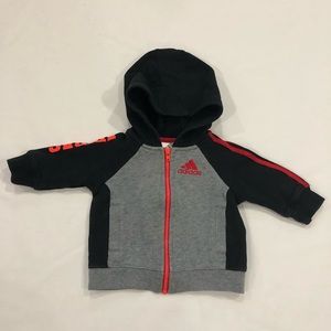 Adidas like new zip up hooded sweater infant 6m